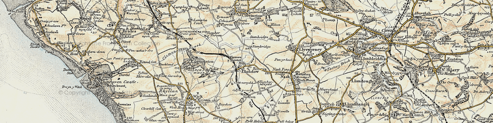 Old map of Llandow in 1899-1900