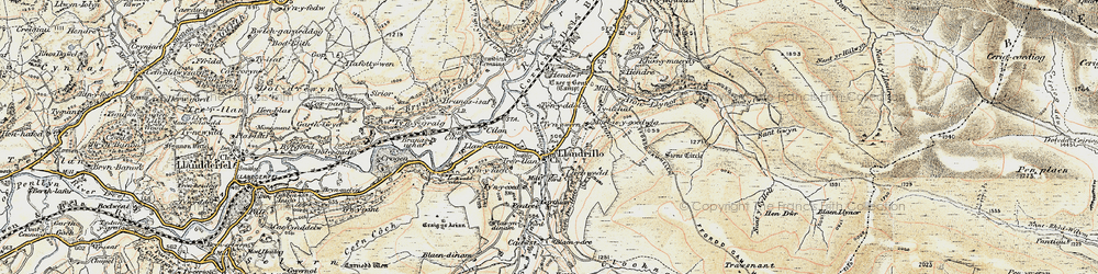 Old map of Afon Llynor in 1902-1903