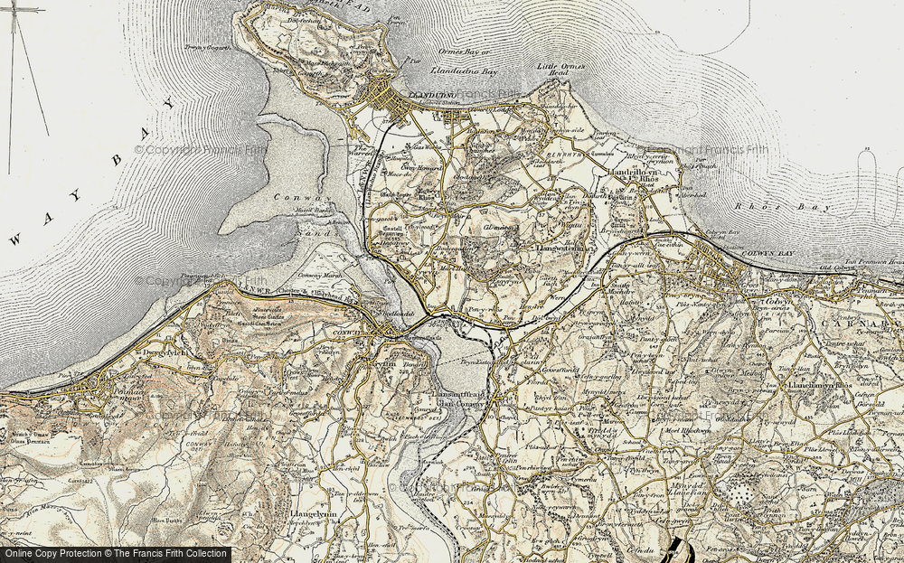Old Map of Historic Map covering Bodysgallen (Hotel) in 1902-1903