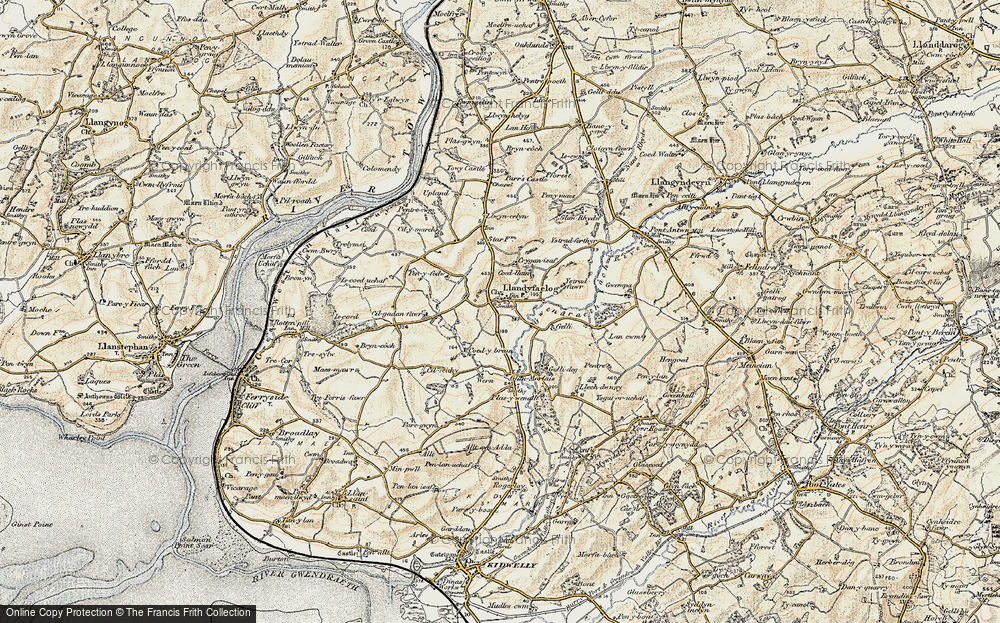 Old Map of Llandyfaelog, 1901 in 1901