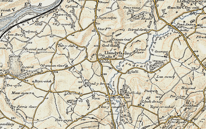 Old map of Llandyfaelog in 1901