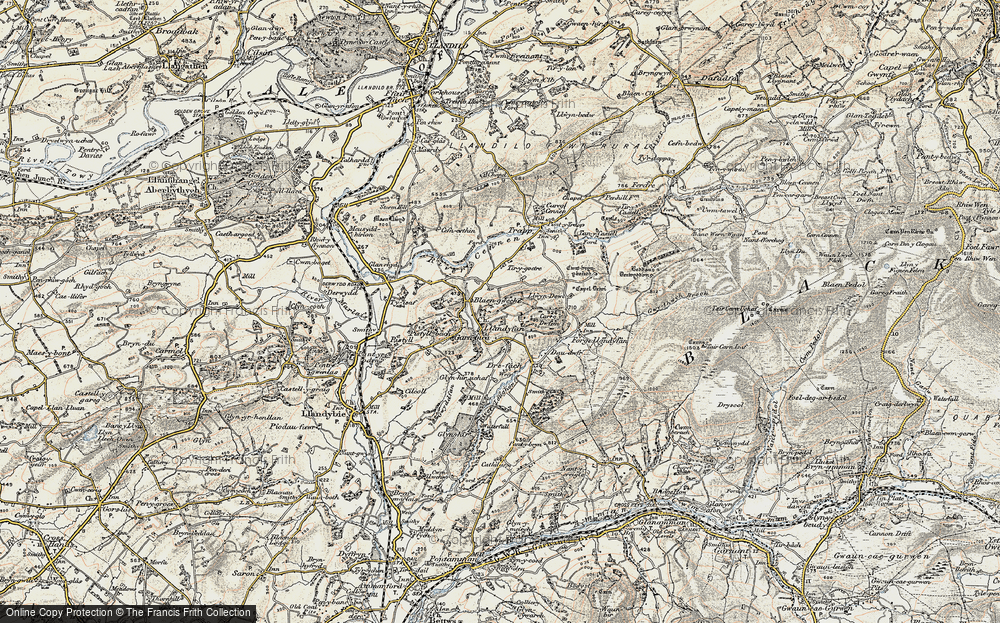 Old Map of Historic Map covering Blaengweche in 1900-1901