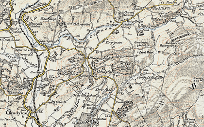 Old map of Llandyfan in 1900-1901