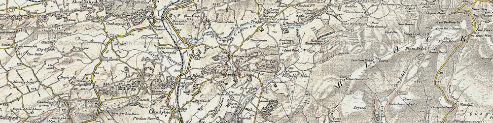 Old map of Llandyfan in 1900-1901