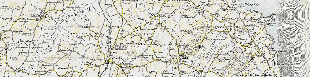Old map of Llandyfrydog in 1903-1910