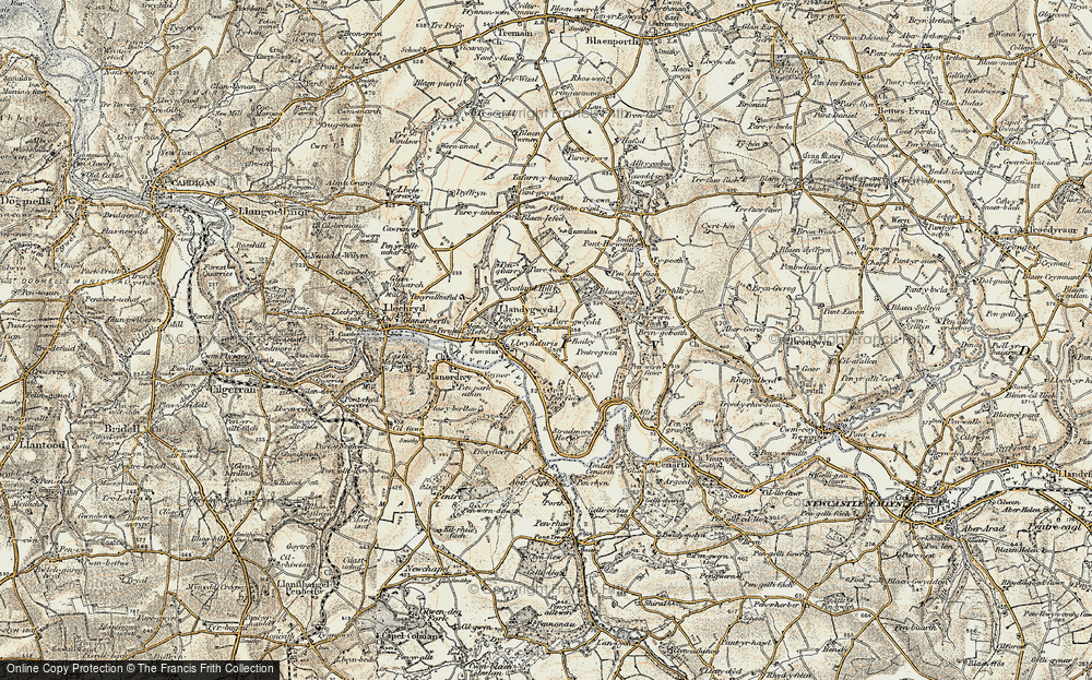 Old Map of Llandygwydd, 1901 in 1901