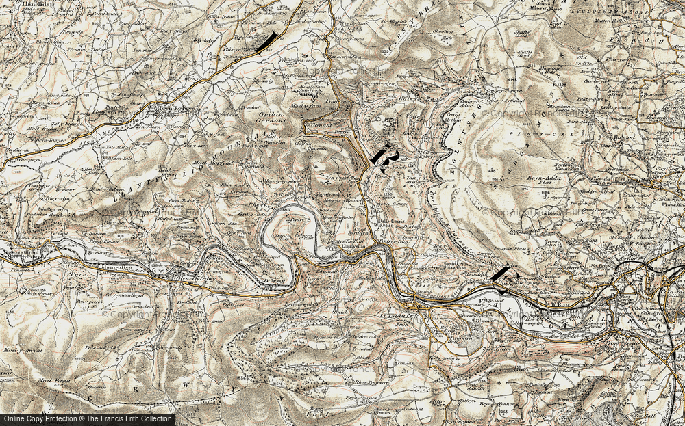 Old Map of Historic Map covering Bryn Alyn in 1902-1903