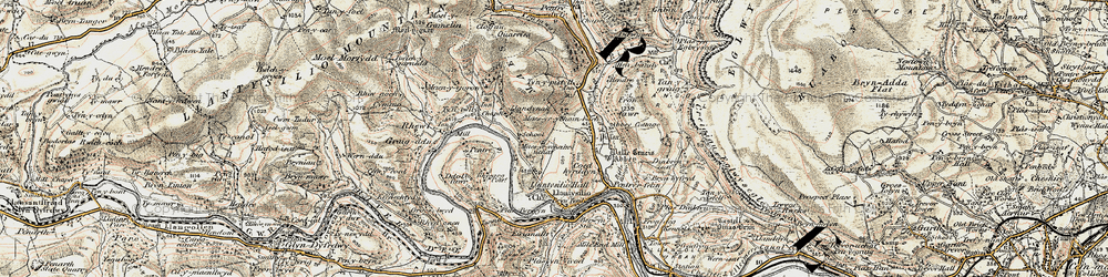 Old map of Llandynan in 1902-1903