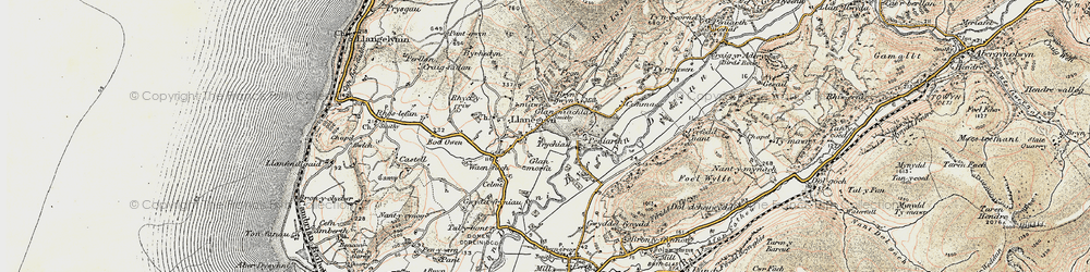 Old map of Llanegryn in 1902-1903