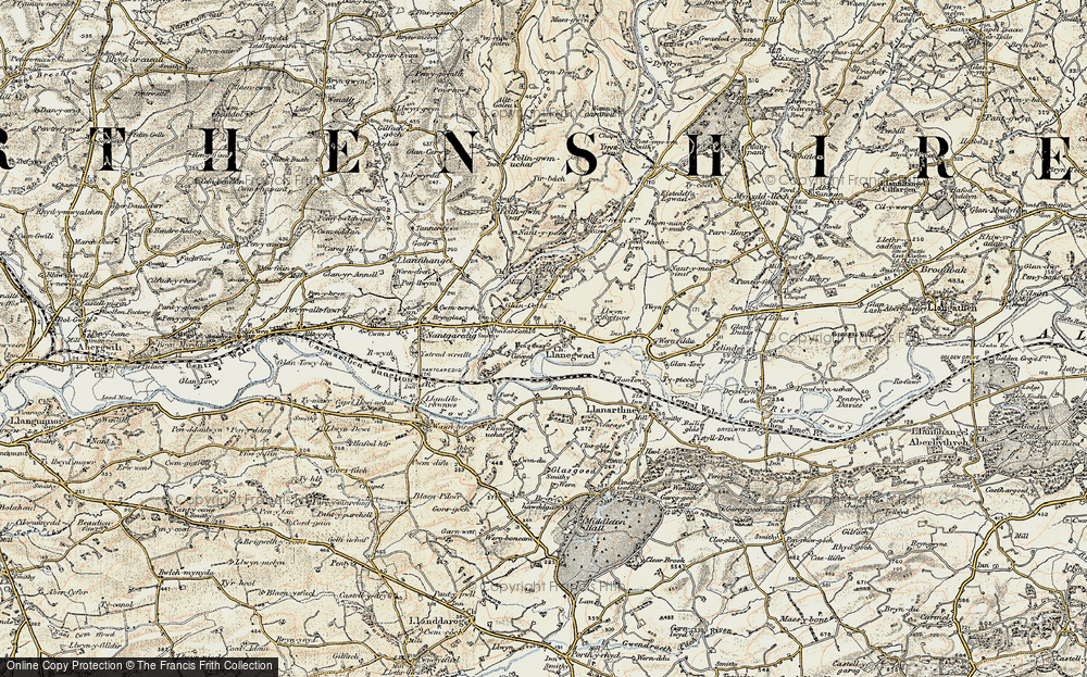 Old Map of Historic Map covering Afon Cothi in 1900-1901