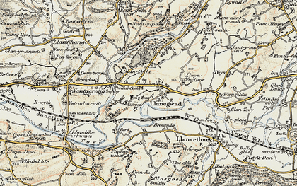 Old map of Afon Cothi in 1900-1901
