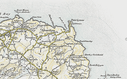 Old map of Llaneilian in 1903-1910