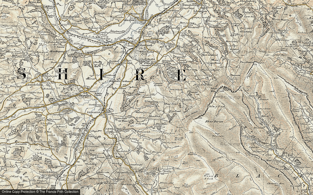 Old Map of Historic Map covering Bryn-ddwy-nant in 1900-1902
