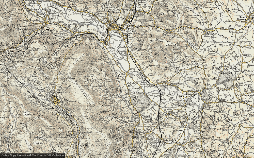 Old Map of Llanellen, 1899-1900 in 1899-1900