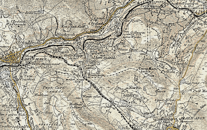 Old map of Llanelly Hill in 1899-1900