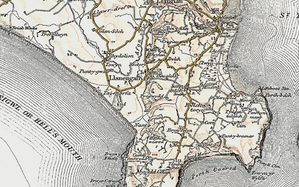 Old map of Llanengan in 1903