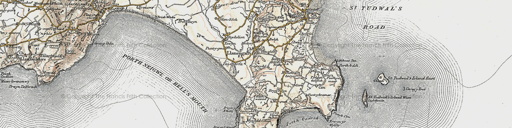 Old map of Llanengan in 1903