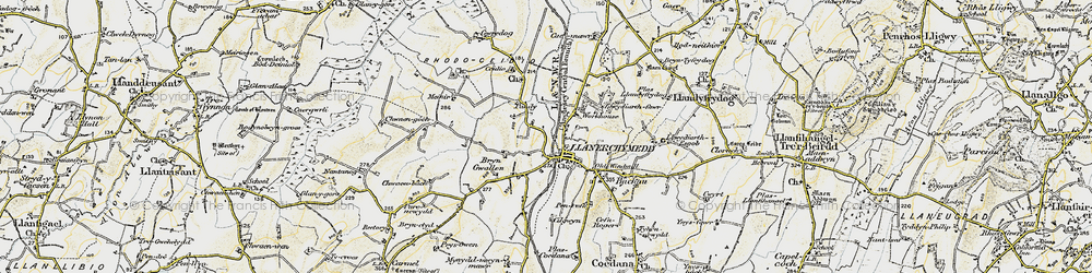 Old map of Llanerchymedd in 1903-1910
