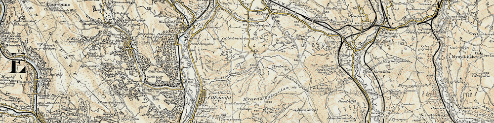 Old map of Llanfabon in 1899-1900