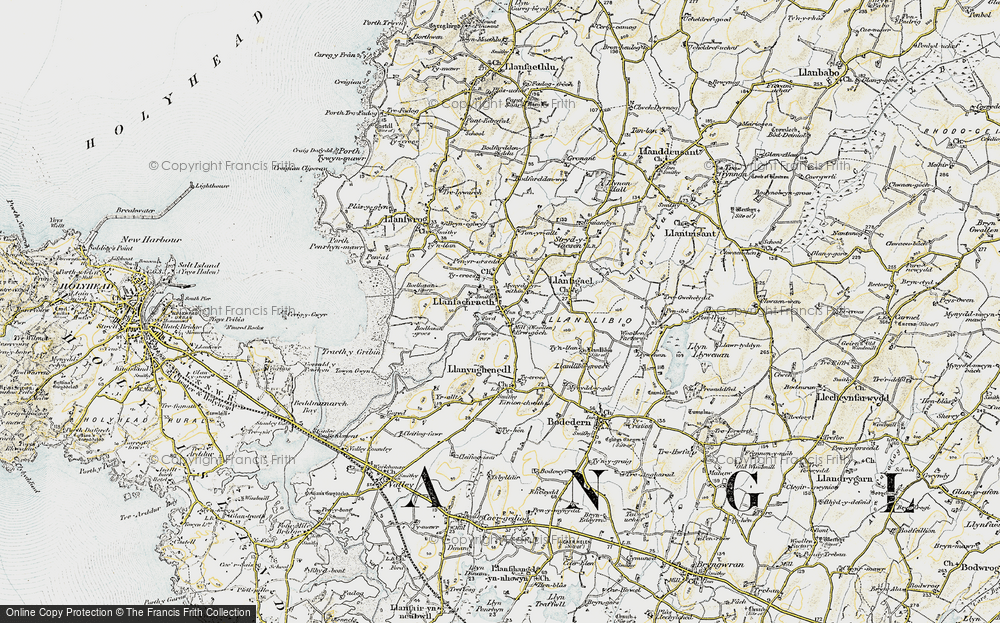 Old Map of Historic Map covering Bodlasan Groes in 1903-1910