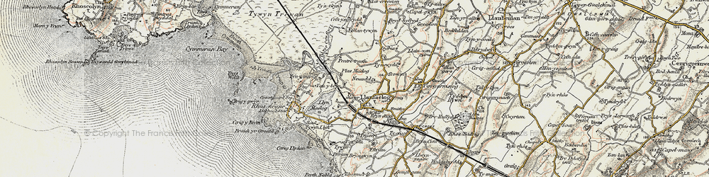 Old map of Llanfaelog in 1903-1910
