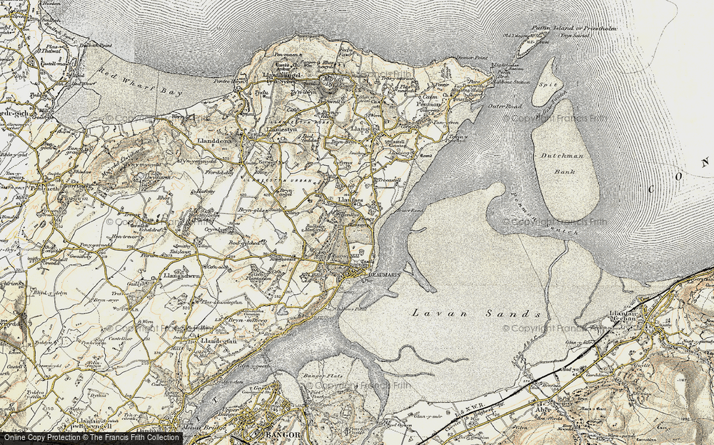 Old Map of Historic Map covering Bryn Glas in 1903-1910