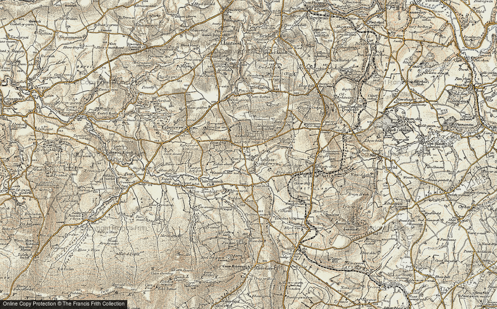 Old Map of Llanfair-Nant-Gwyn, 1901 in 1901
