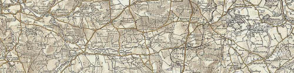 Old map of Llanfair-Nant-Gwyn in 1901