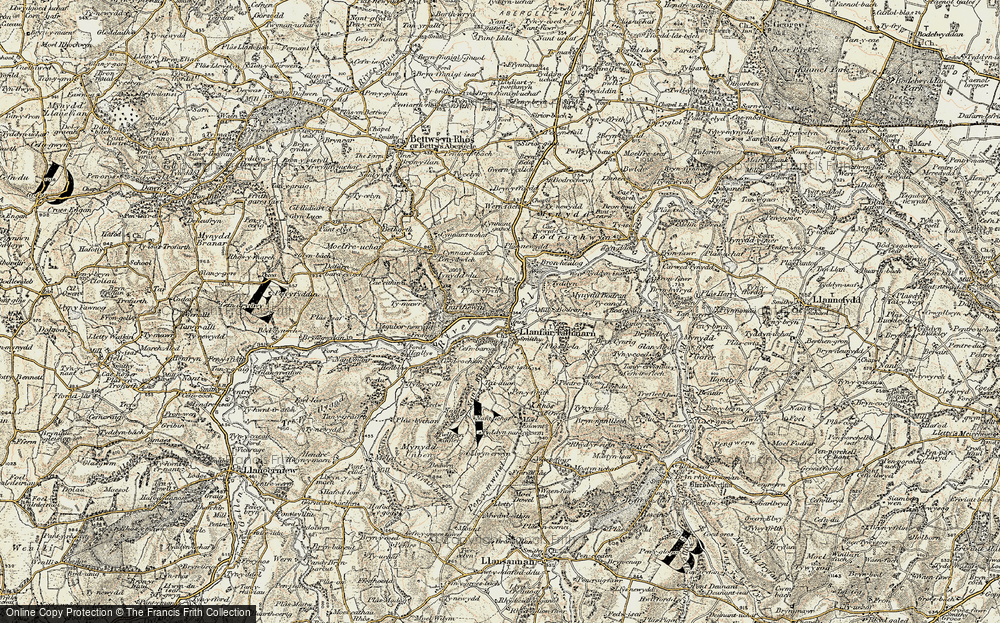 Old Map of Historic Map covering Brynffordd in 1902-1903