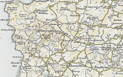 Old map of Llanfairynghornwy in 1903-1910