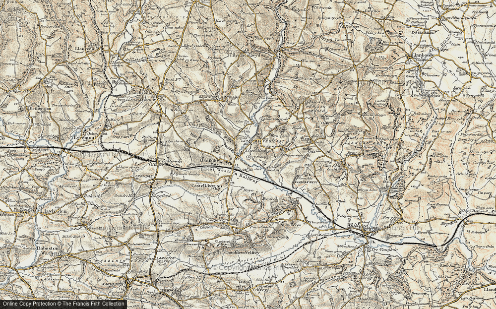 Old Map of Llanfallteg, 1901 in 1901