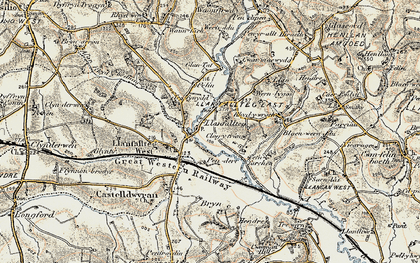 Old map of Llanfallteg in 1901