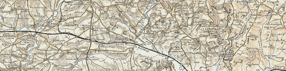 Old map of Llanfallteg in 1901