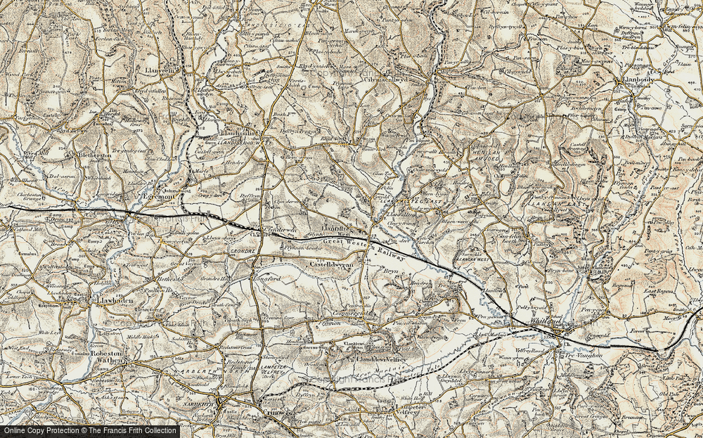 Old Map of Llanfallteg West, 1901 in 1901
