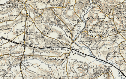 Old map of Llanfallteg West in 1901