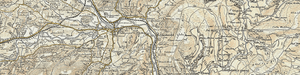 Old map of Aberedw Hill in 1900-1902