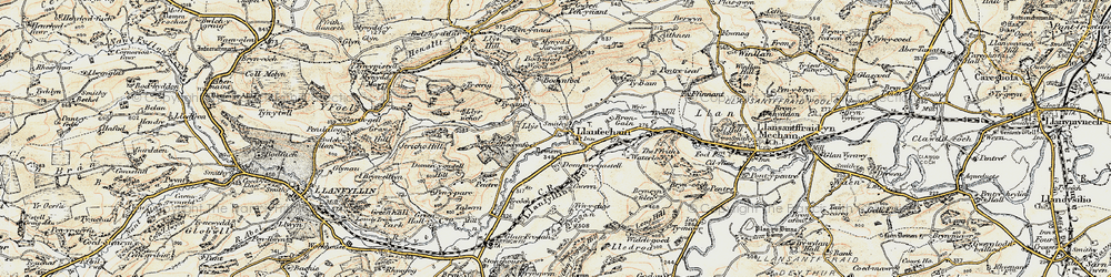 Old map of Llanfechain in 1902-1903