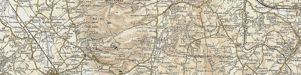 Old map of Llanferres in 1902-1903