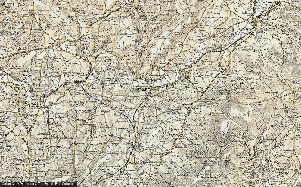 Old Map of Llanfihangel-ar-arth, 1901 in 1901