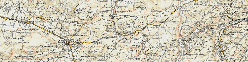 Old map of Llanfihangel Glyn Myfyr in 1902-1903