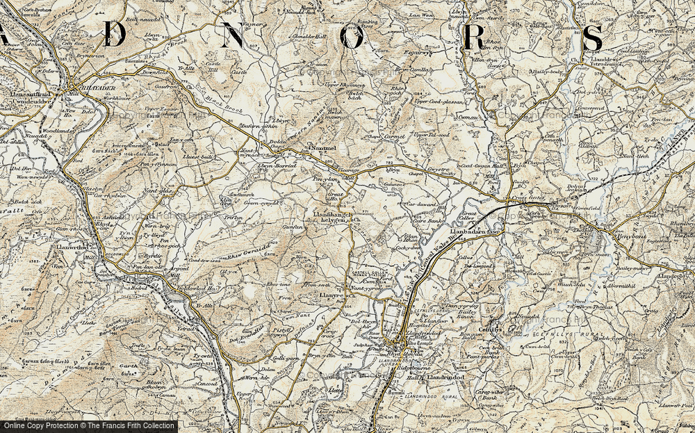 Old Map of Historic Map covering Busnant in 1900-1903