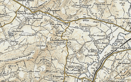 Old map of Llanfihangel-helygen in 1900-1903
