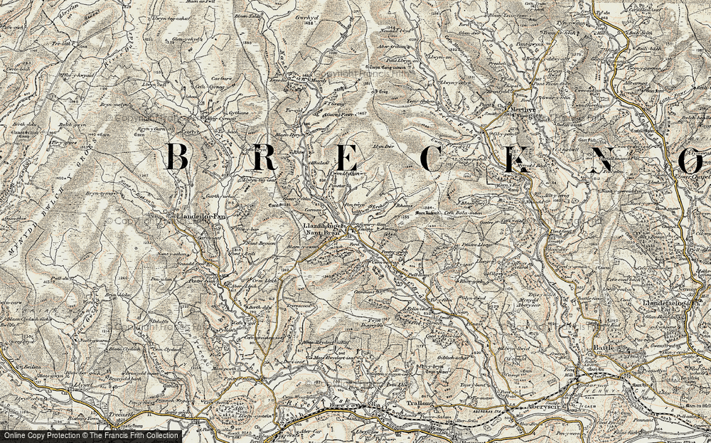 Old Map of Llanfihangel Nant Bran, 1900-1902 in 1900-1902