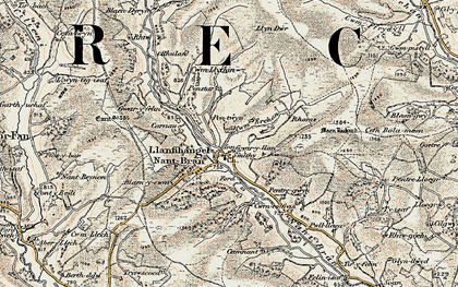 Old map of Llanfihangel Nant Bran in 1900-1902