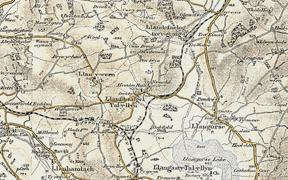 Old map of Afon Llynfi in 1900-1901