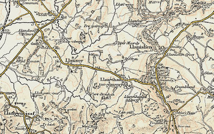 Old map of Llanfihangel Tor y Mynydd in 1899-1900