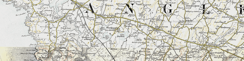 Old map of Llanfihangel yn Nhowyn in 1903-1910
