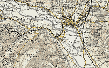 Old map of Llanfoist in 1899-1900