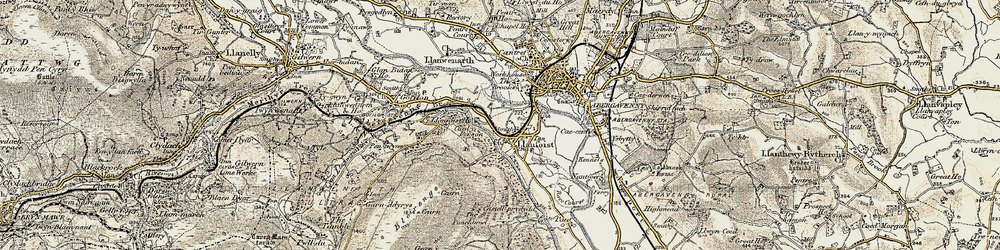 Old map of Llanfoist in 1899-1900