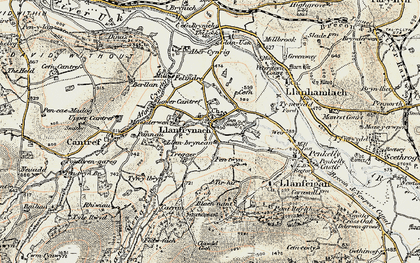 Old map of Afon Cynrig in 1900-1901